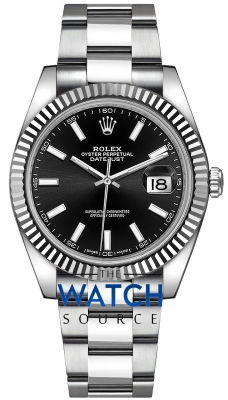 Buy this new Rolex Datejust 41mm Stainless Steel 126334 Black Index Oyster mens watch for the discount price of £12,300.00. UK Retailer.